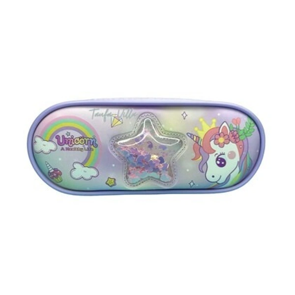 Unicorn Pouche Pencil Case for Girls Student for Store Pen Pencil Eraser Storage Bag for Make up and Stationery Space Pencil Cases Pouch Stationery Pouch-931 - Purple