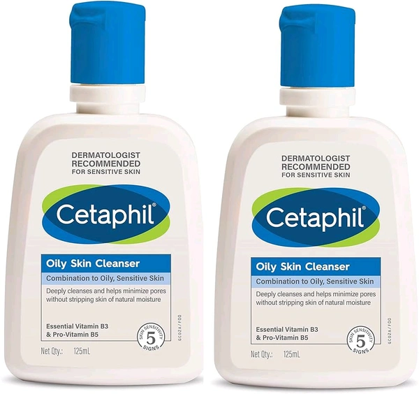 Cetaphil Oily Skin Cleanser , Daily Face Wash for Oily, Acne prone Skin , Gentle Foaming, 125ml - 125ml*2