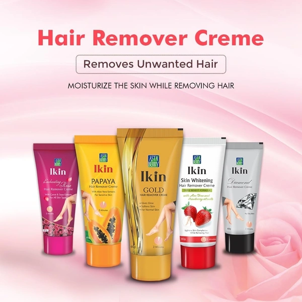 Cipla Health Ikin Rose Hair Remover Cream For All Skin - Bikini Hair Removal Cream For Women & Girls - 60g, Rose