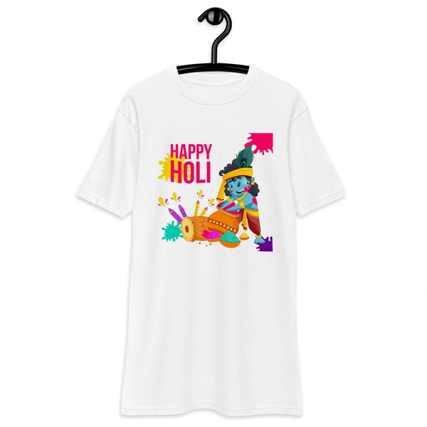 Kraftify Holi Festival Theam Printed White Unisex T-Shirt - Dri-fit for Men, Women & Kids.