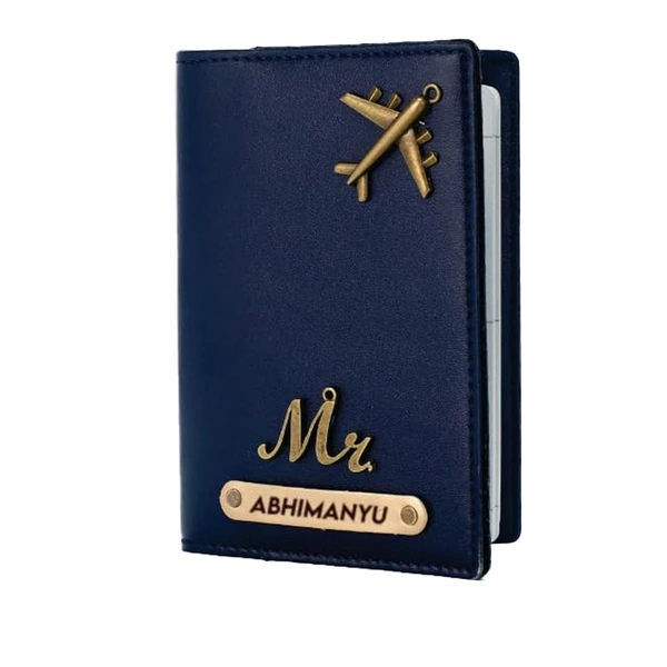 Krafitfy Customised Name & Charm Leather Passport Cover Holder for Men & Women | Personalised Birthday Gifts for Men