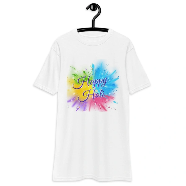 Kraftify Holi Festival Theam Printed White Unisex T-Shirt - Dri-fit for Men, Women & Kids.