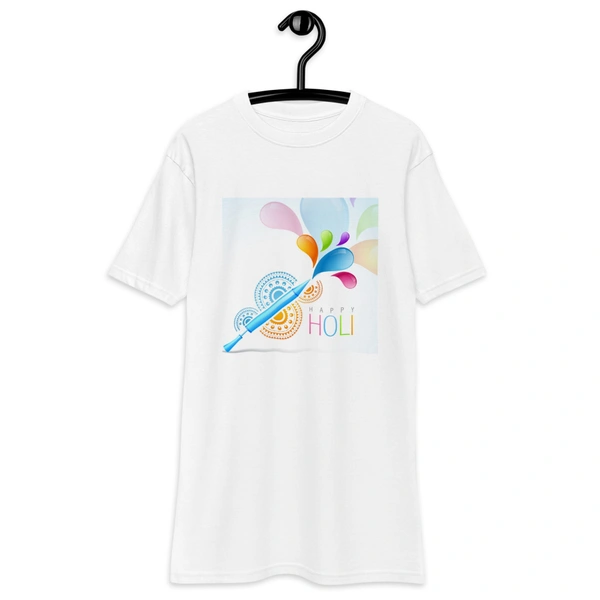 Kraftify Holi Festival Theam Printed White Unisex T-Shirt - Dri-fit for Men, Women & Kids.