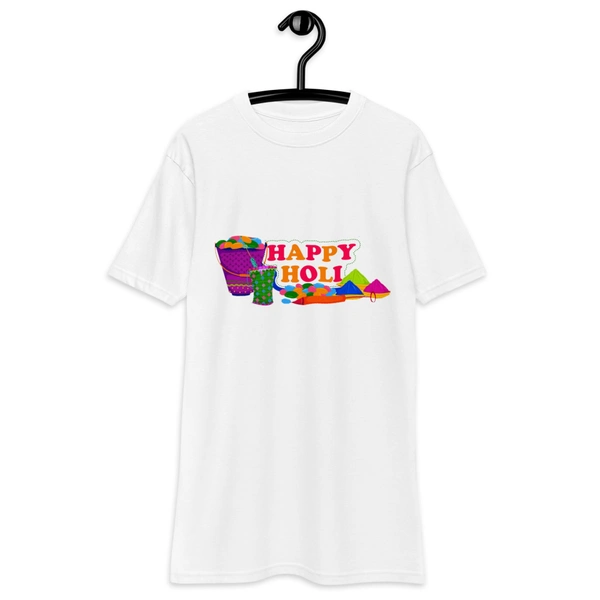 Kraftify Holi Festival Theam Printed White Unisex T-Shirt - Dri-fit for Men, Women & Kids.