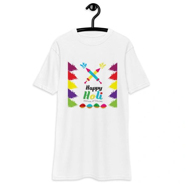 Kraftify Holi Festival Theam Printed White Unisex T-Shirt - Dri-fit for Men, Women & Kids.