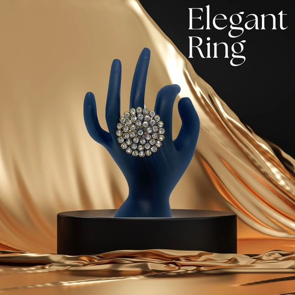 Kraftify Premium Designer American Diamond Gold Polished Anti Tarnish Ring Collection.