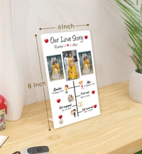 Kraftify Personalised 3 Photos trending Our Love Story Date, Name Photo Frame For Anniversary, Wedding, Valentine day, Love Personalized Collage Gift