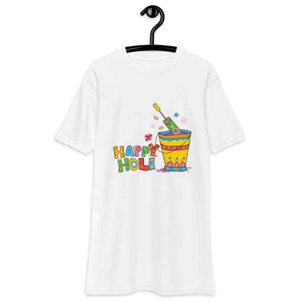 Kraftify Holi Festival Theam Printed White Unisex T-Shirt - Dri-fit for Men, Women & Kids.