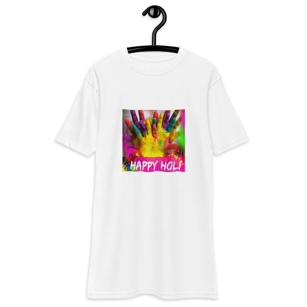 Kraftify Holi Festival Theam Printed White Unisex T-Shirt - Dri-fit for Men, Women & Kids.