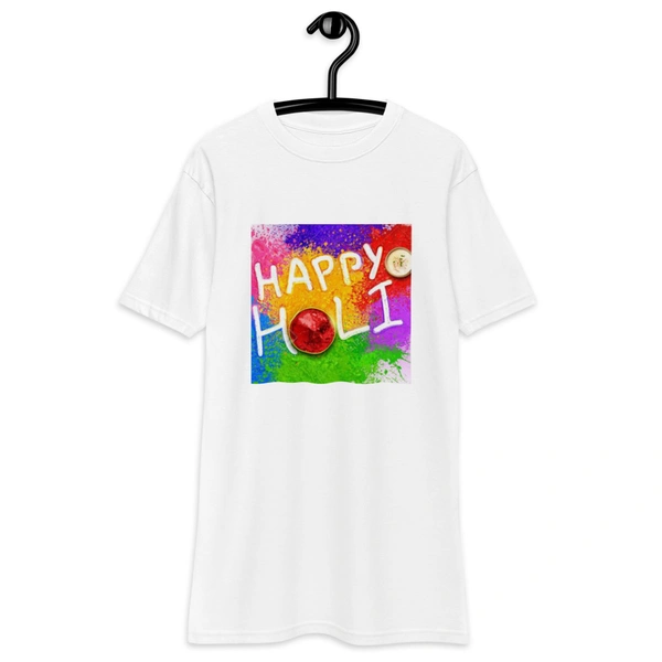 Kraftify Holi Festival Theam Printed White Unisex T-Shirt - Dri-fit for Men, Women & Kids.