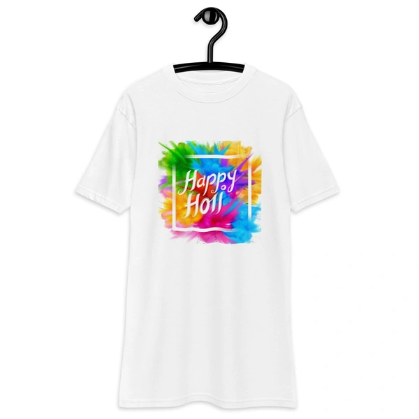 Kraftify Holi Festival Theam Printed White Unisex T-Shirt - Dri-fit for Men, Women & Kids.