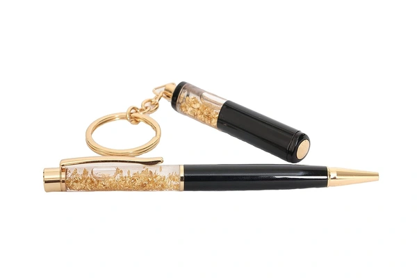 Kraftify Cybe Personalized Pen and Keychain Combo with Name Printed (Engraved) on Both for Gifting - Model - Gold 10