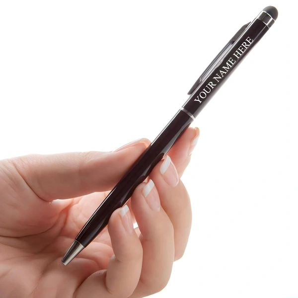 Kraftify Personalized Pen with Name Printed (Engraved) on and with top Mobile Touch . - Pack of 15
