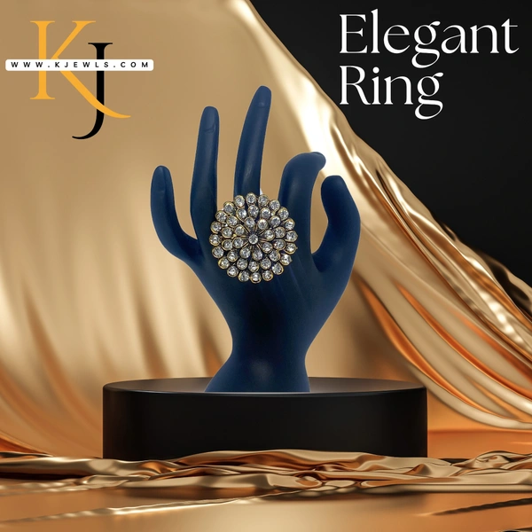 Kraftify Premium Designer American Diamond Gold Polished Anti Tarnish Ring Collection.