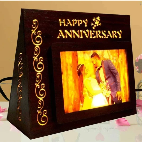 Kraftify Personalised Happy Anniversary Photo lamp Frame With 1 Photo Print