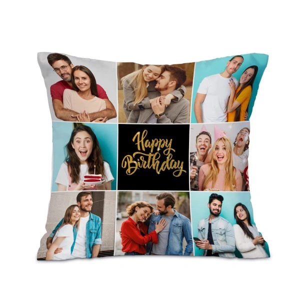 Kraftify Personalised Photo Cushion 12 X 12 Inch with 4 to 9 Photo Collage Personalized Best Gift for Love, Anniversary, Wedding, Couple, Birthday, Etc. - White