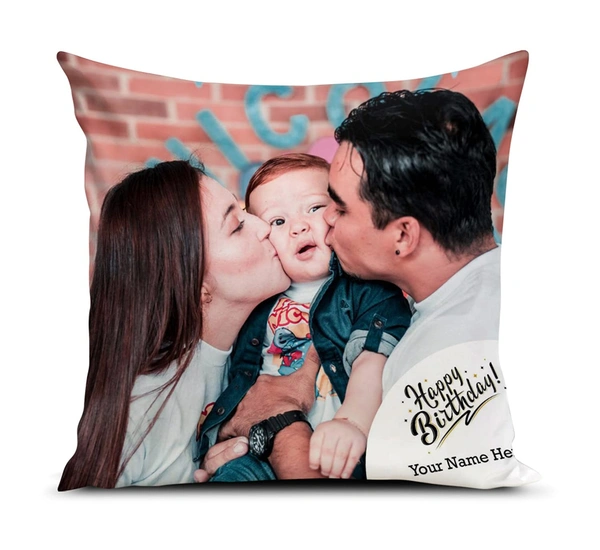 Kraftify Personalised Photo Cushion 12 X 12 Inch with 4 to 9 Photo Collage Personalized Best Gift for Love, Anniversary, Wedding, Couple, Birthday, Etc. - White