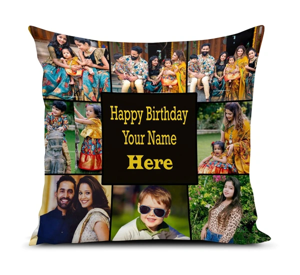 Kraftify Personalised Photo Cushion 12 X 12 Inch with 4 to 9 Photo Collage Personalized Best Gift for Love, Anniversary, Wedding, Couple, Birthday, Etc. - White