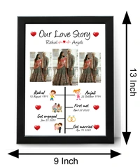 Krafitfy Kraftify Personalized 3 Photos trending Our Love Story Date, Name Photo Frame For Anniversary, Wedding, Valentine day, Love Personalized Collage Gift, Wall Photo Frame (13X10, Black) For Photo Print Please Send Photo as per given instruction on image number 2. - 13 x 10 Inch