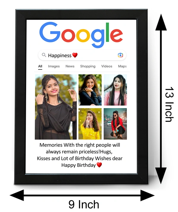 Krafitfy Kraftify Personalized 5 Photos trending Google Frame for Anniversary, Wedding, Valentine day, Love Personalized Collage Gift, Wall Photo Frame (13X10, Black) For Photo Print Please Send Photo as per given instruction on image number 2. - 13 x 10 Inch