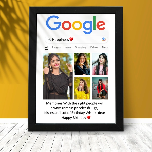 Krafitfy Kraftify Personalized 5 Photos trending Google Frame for Anniversary, Wedding, Valentine day, Love Personalized Collage Gift, Wall Photo Frame (13X10, Black) For Photo Print Please Send Photo as per given instruction on image number 2. - 13 x 10 Inch