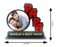 Krafitfy Kraftify Personalized Photo Printed Wooden Personalized Table Top Frame For Papa 8.5 x 7.5 Inch for Gift on Birthday, Anniversary, Welcome, Thanks Giving, Retairment