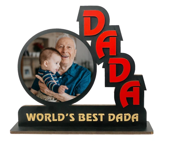 Krafitfy Kraftify Personalized Photo Printed Wooden Personalized Table Top Frame For Dada 8.5 x 7.5 Inch for Gift on Birthday, Anniversary, Welcome, Thanks Giving, Retairment