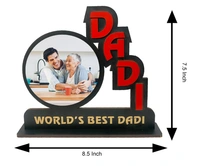 Krafitfy Kraftify Personalized Photo Printed Wooden Personalized Table Top Frame For Dadi 8.5 x 7.5 Inch for Gift on Birthday, Anniversary, Welcome, Thanks Giving, Retairment