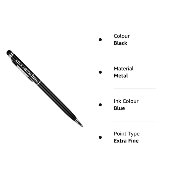 Kraftify Personalized Pen with Name Printed (Engraved) on and with top Mobile Touch . - Pack of 15