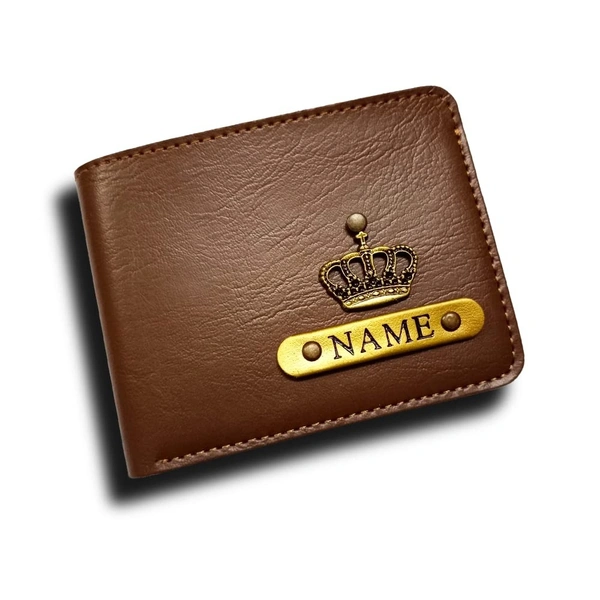 Kraftify Name Wallet Brown Leather Customized Name Wallet for Men with Charms, Personalized Name Wallet, Best Birthday, Anniversary Gifts for Men 