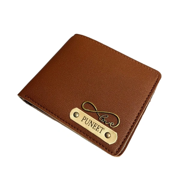 Kraftify Name Wallet Brown Leather Customized Name Wallet for Men with Charms, Personalized Name Wallet, Best Birthday, Anniversary Gifts for Men - Tan