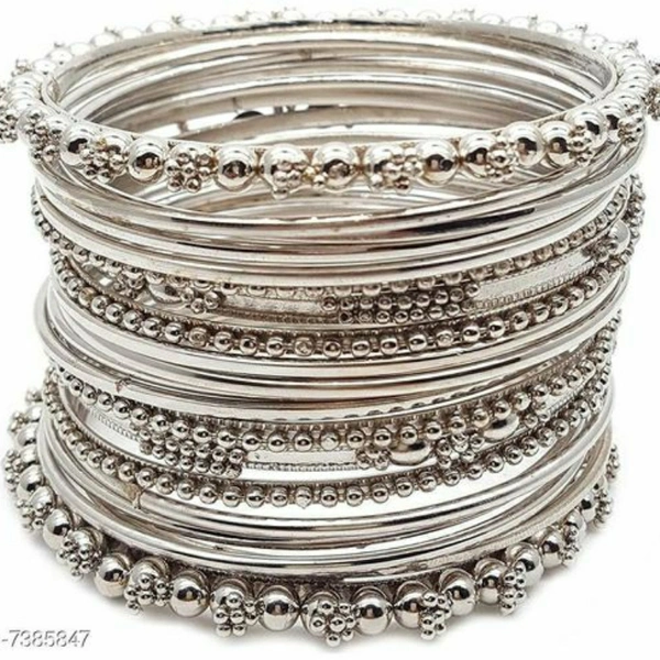 Oxidised Bangles - Silver, 2.4