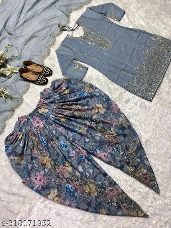 Dhoti Salwar Set - Gray, M