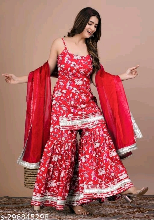 Sharara Set For Women - Red, M