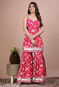 Sharara Set For Women - Red, M