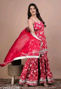 Sharara Set For Women - Red, M