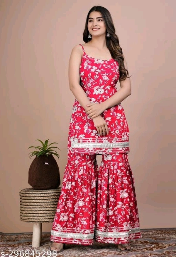 Sharara Set For Women - Red, L