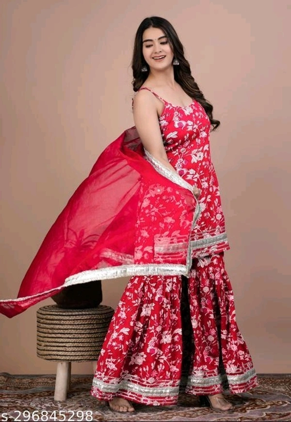 Sharara Set For Women - Red, XL