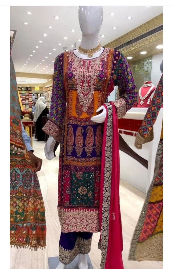 Pakistani Suits For Women - Magenta / Fuchsia, M