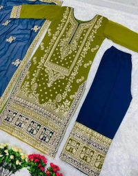 Pakistani Suits For Women - Chartreuse, Free Size