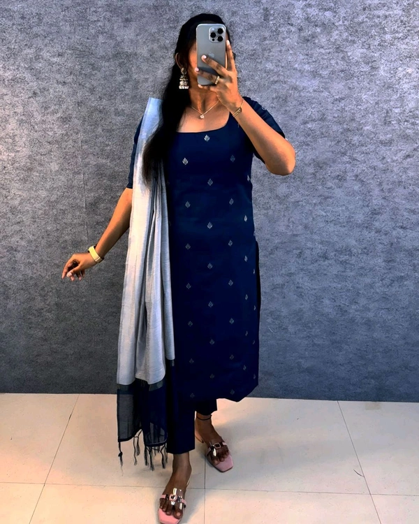 Silk Kurta Set - XL, Teal blue