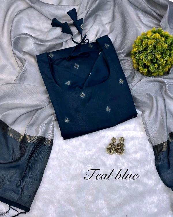 Silk Kurta Set - XL, Teal blue