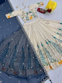 Peacock Lehenga - M, Peacock Blue