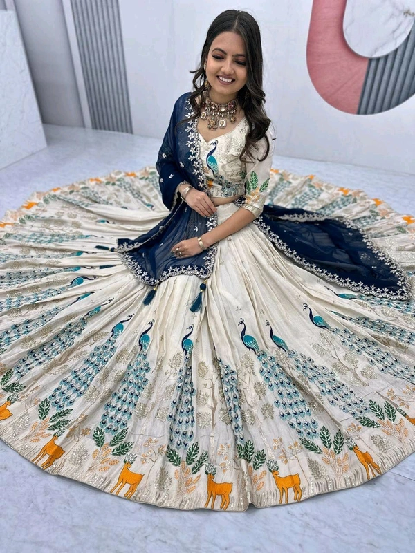 Peacock Lehenga - XL, Peacock Blue