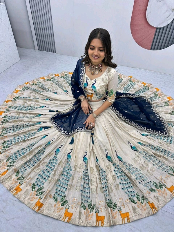 Peacock Lehenga - XL, Peacock Blue