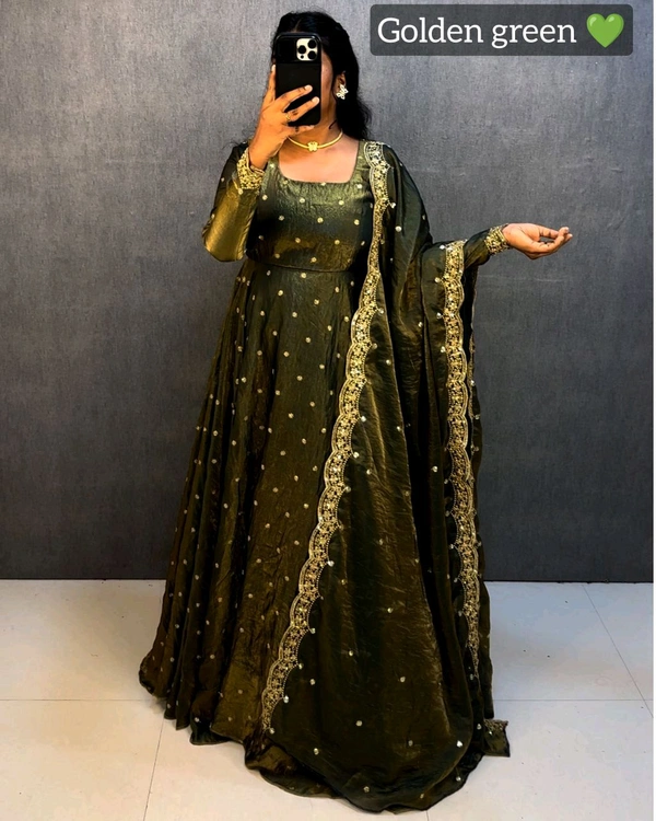 Maha space gown - 4XL, Golden Green