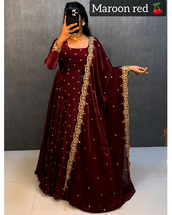 Maha space gown - 5XL, Maroon Red