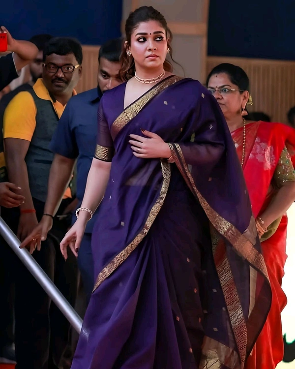 Nayanthara Purple Saree