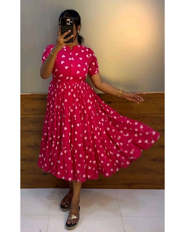 Heart Printed Midi - L, Pink.