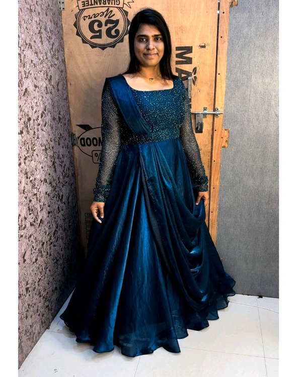 Minmini drape Gown - XL, Teal Blue